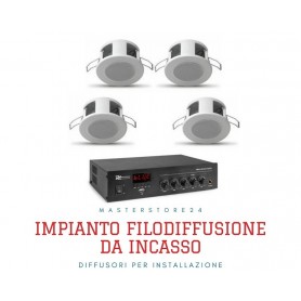 Impianto filodiffusione 4/6 mini diffusori incasso e Amplificatore con sorgenti